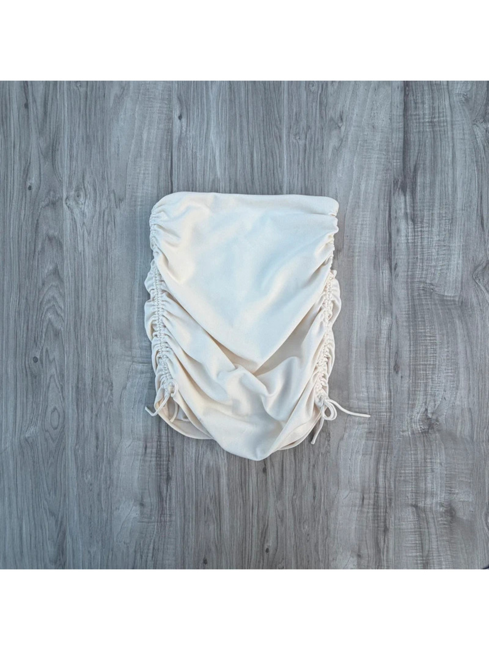 Zara ivory/cream ruched adjustable mini skirt